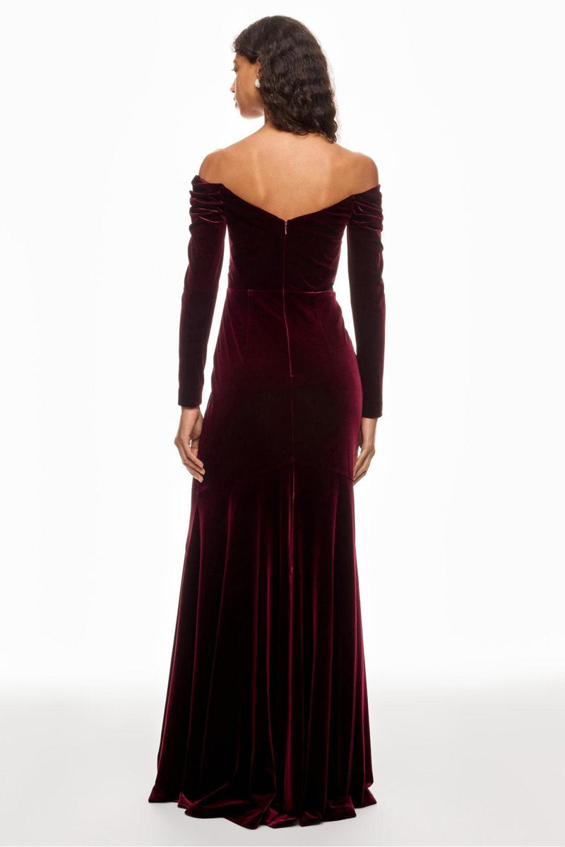 Velvet Off-shoulder Maxi Dress