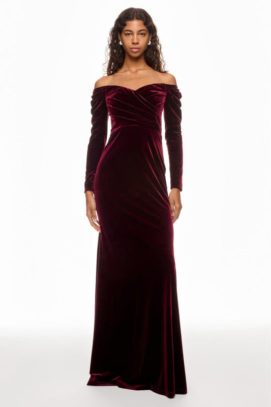 Velvet Off-shoulder Maxi Dress