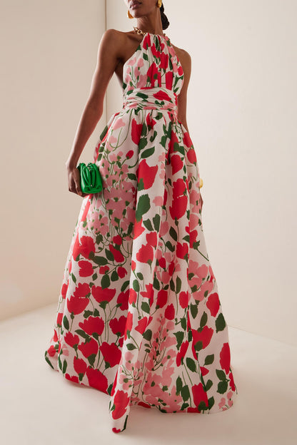 Metal Halter Neck Maxi Dress