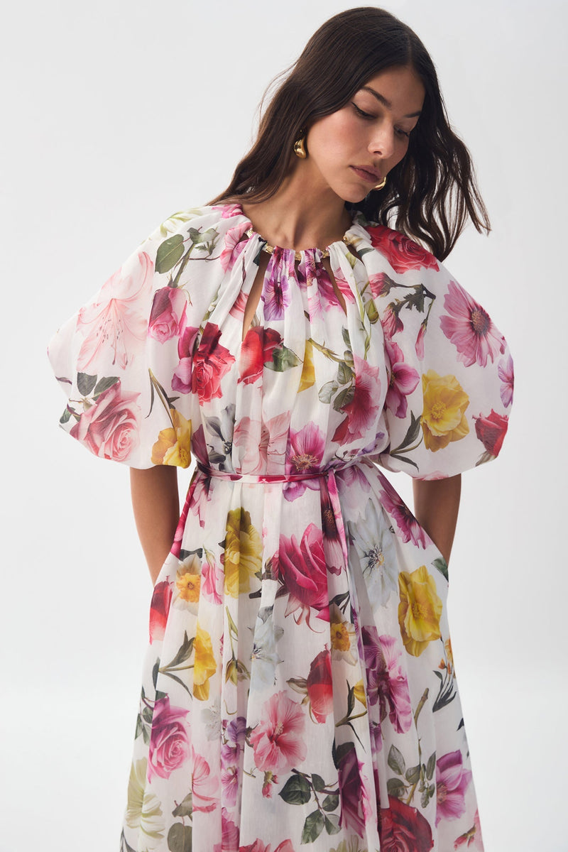 Raglan Sleeve Round Neck Midi Dress