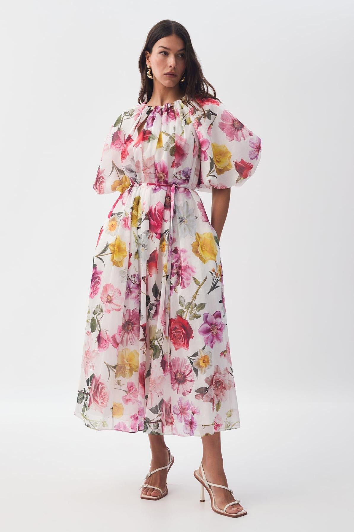 Raglan Sleeve Round Neck Midi Dress