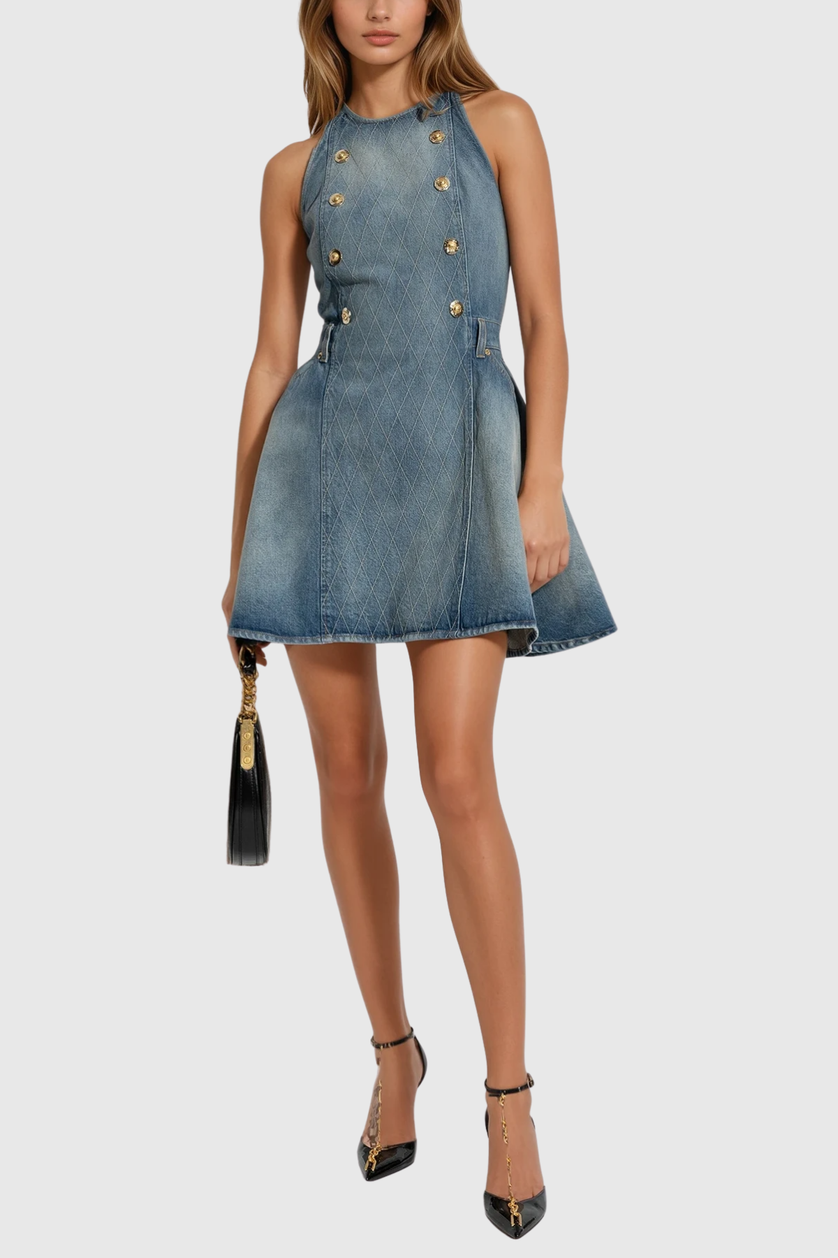 Wael Sleeveless Denim Mini Dress