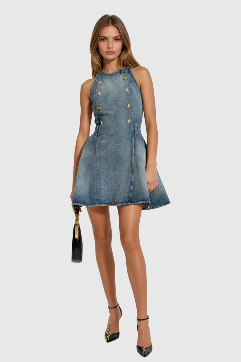 Wael Sleeveless Denim Mini Dress