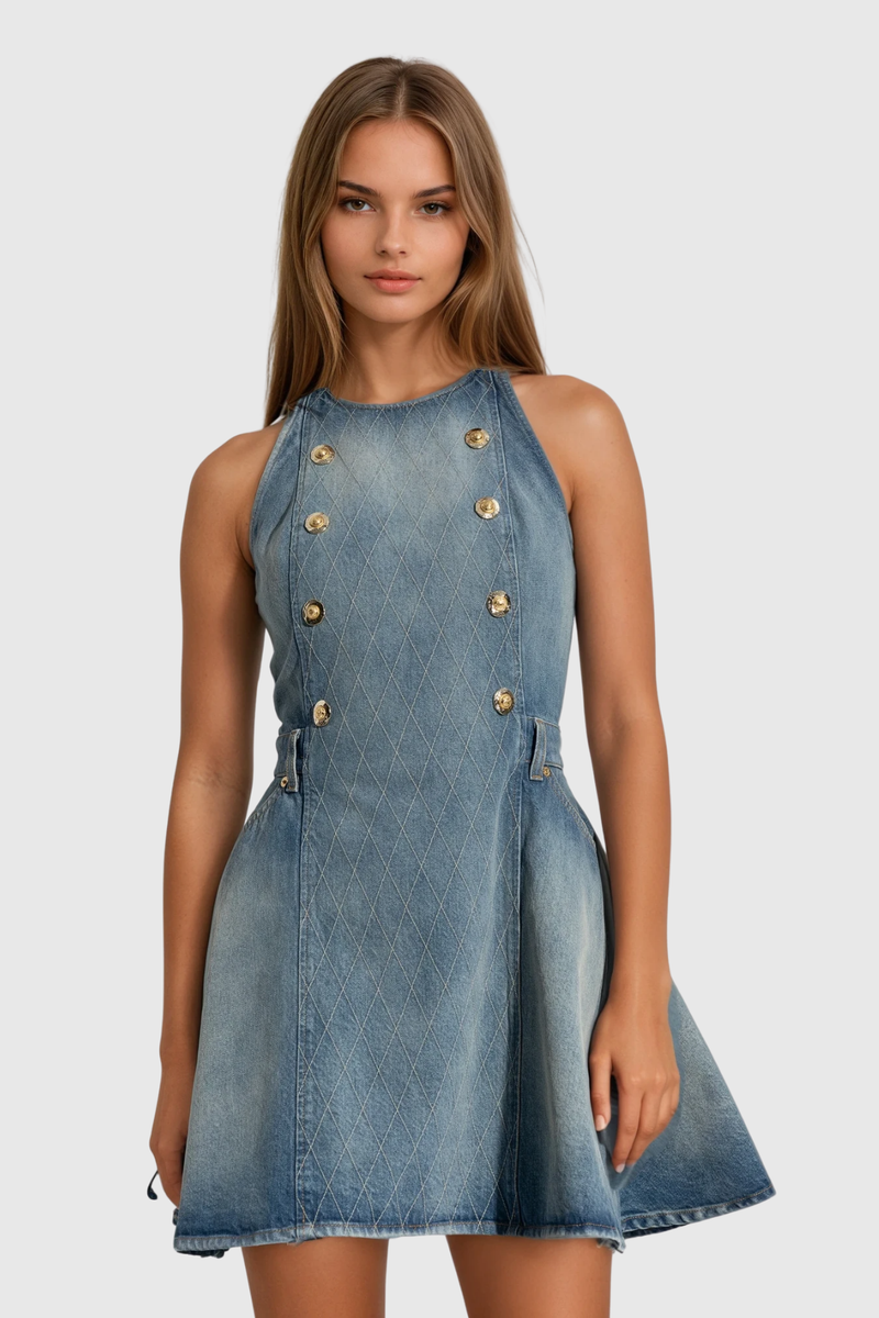 Wael Sleeveless Denim Mini Dress