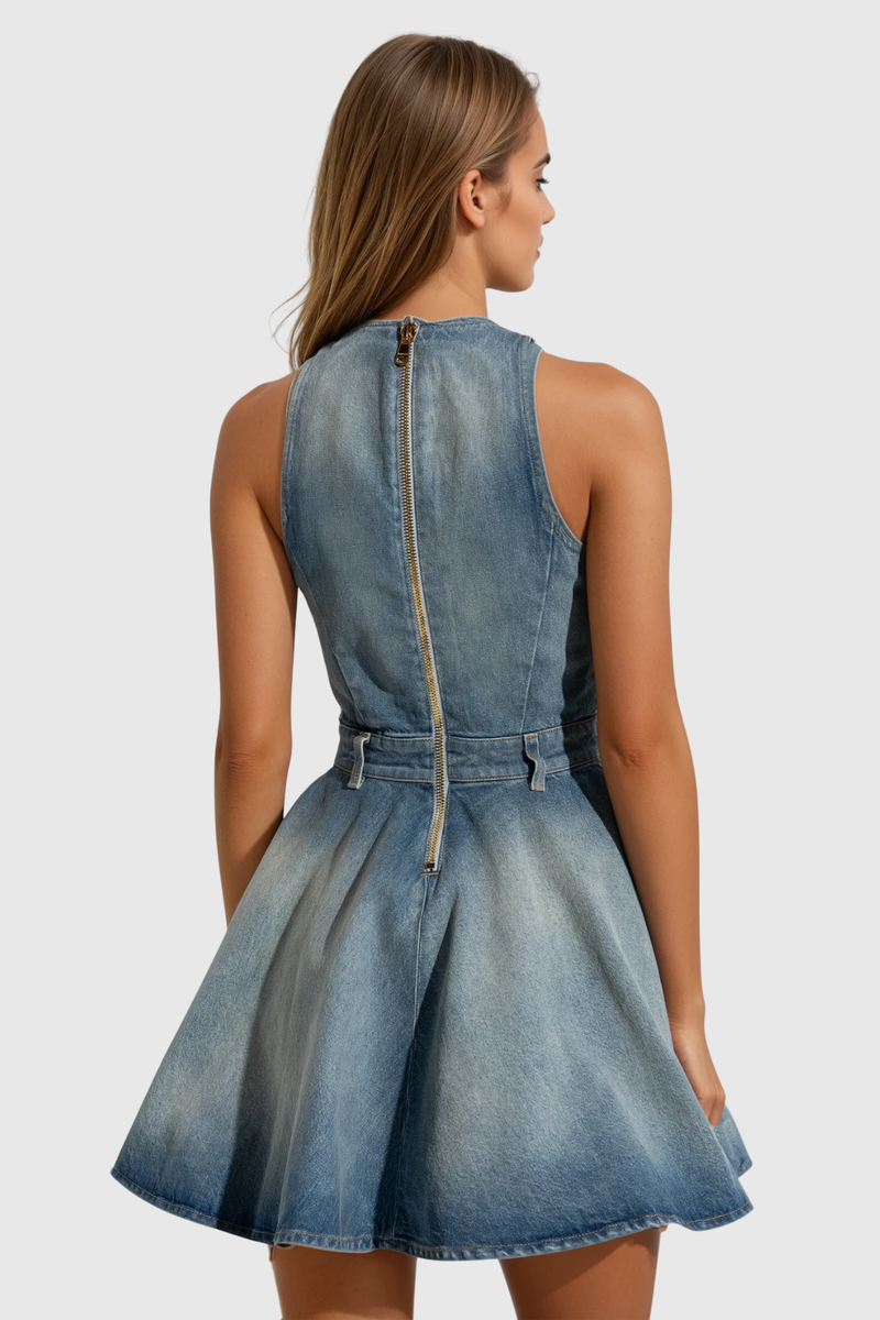 Wael Sleeveless Denim Mini Dress
