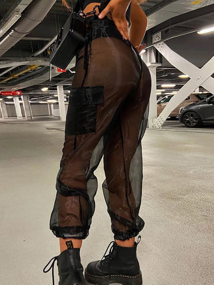Summer See-through Patchwork Loose Sweatpants
