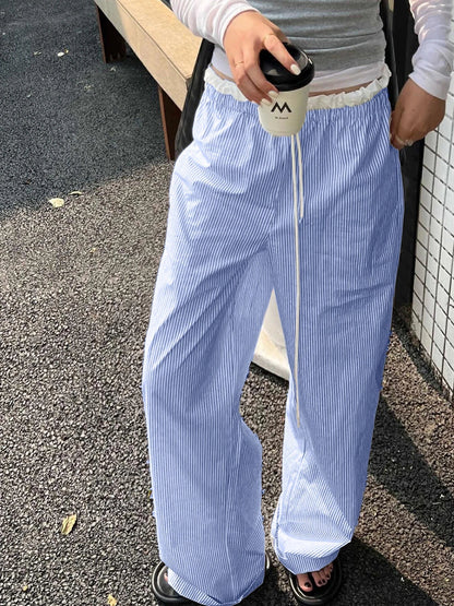 Striped Ruched Sweet Straight Pant