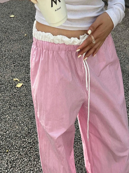 Striped Ruched Sweet Straight Pant