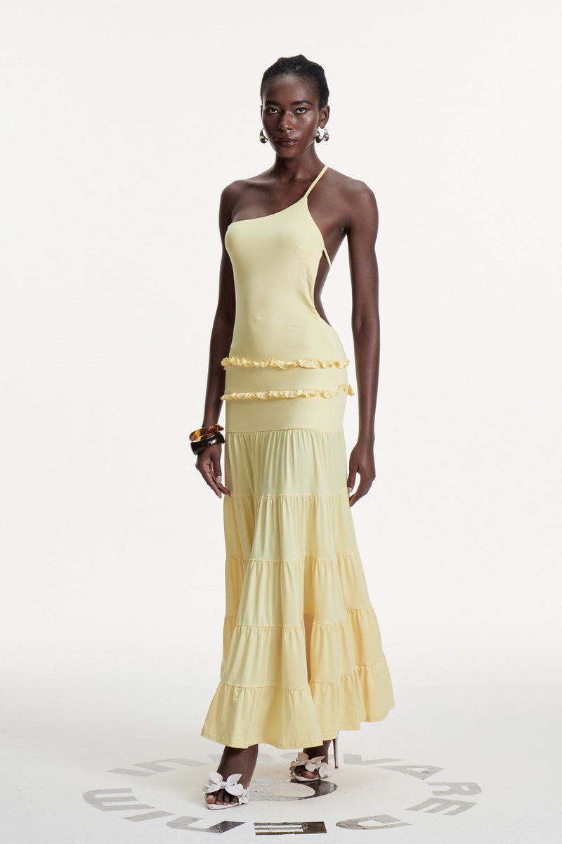 Wemba One Shoulder Backless Maxi Dress