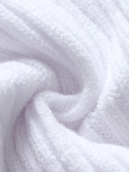 | White Bell-sleeve Off-shoulder Knit Sweater