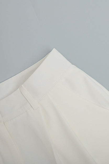 White High-rise Wide Leg Long Pants