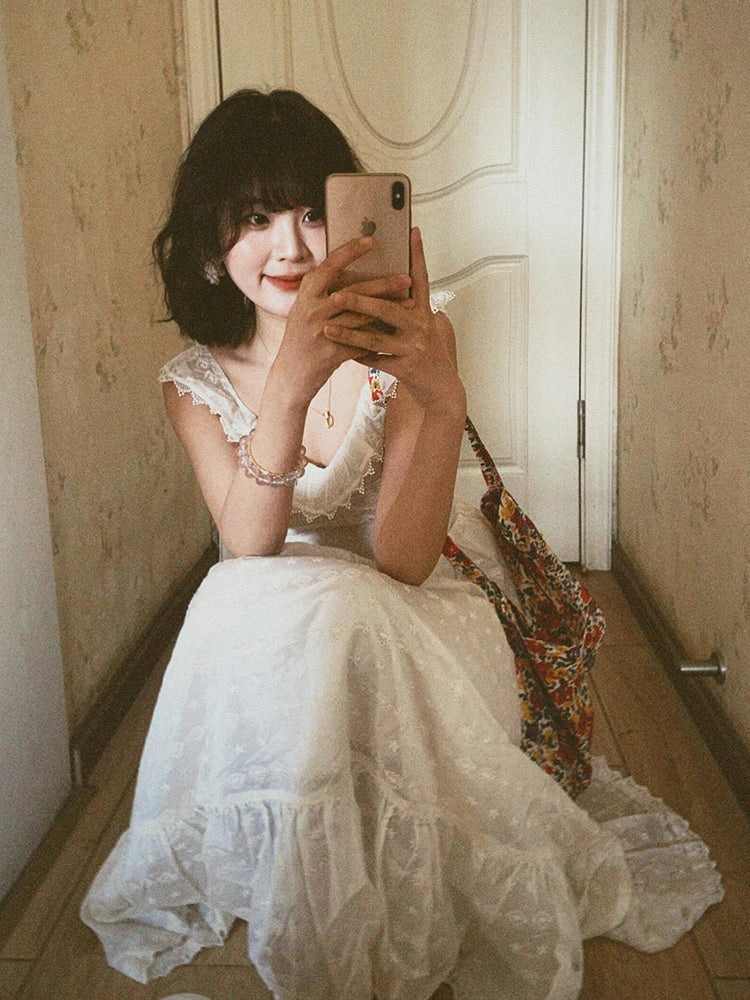 White Embroidered Lace Maxi Dress _ Dreamy Beach Getaway Look