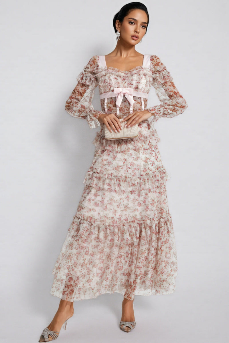 Zafirk Wilde Pink Long Sleeve Midi Dress
