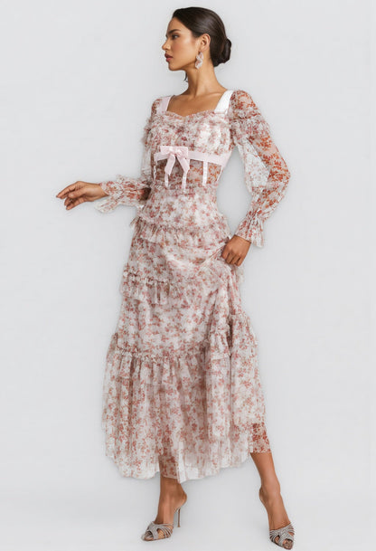 Zafirk Wilde Pink Long Sleeve Midi Dress