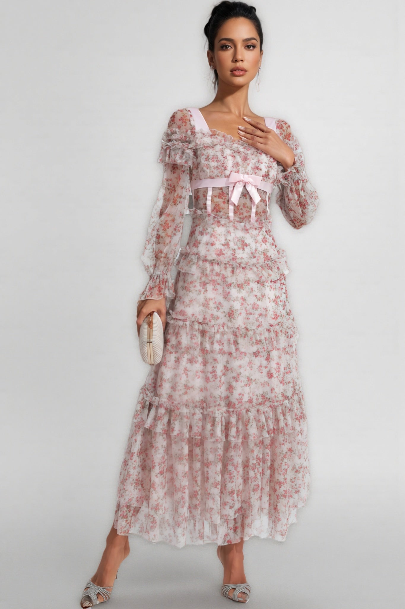 Zafirk Wilde Pink Long Sleeve Midi Dress