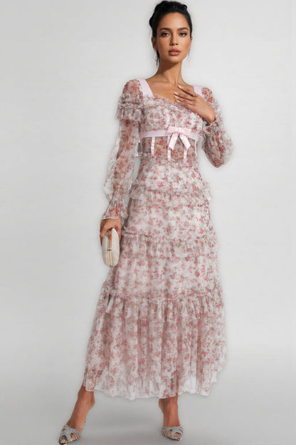 Zafirk Wilde Pink Long Sleeve Midi Dress