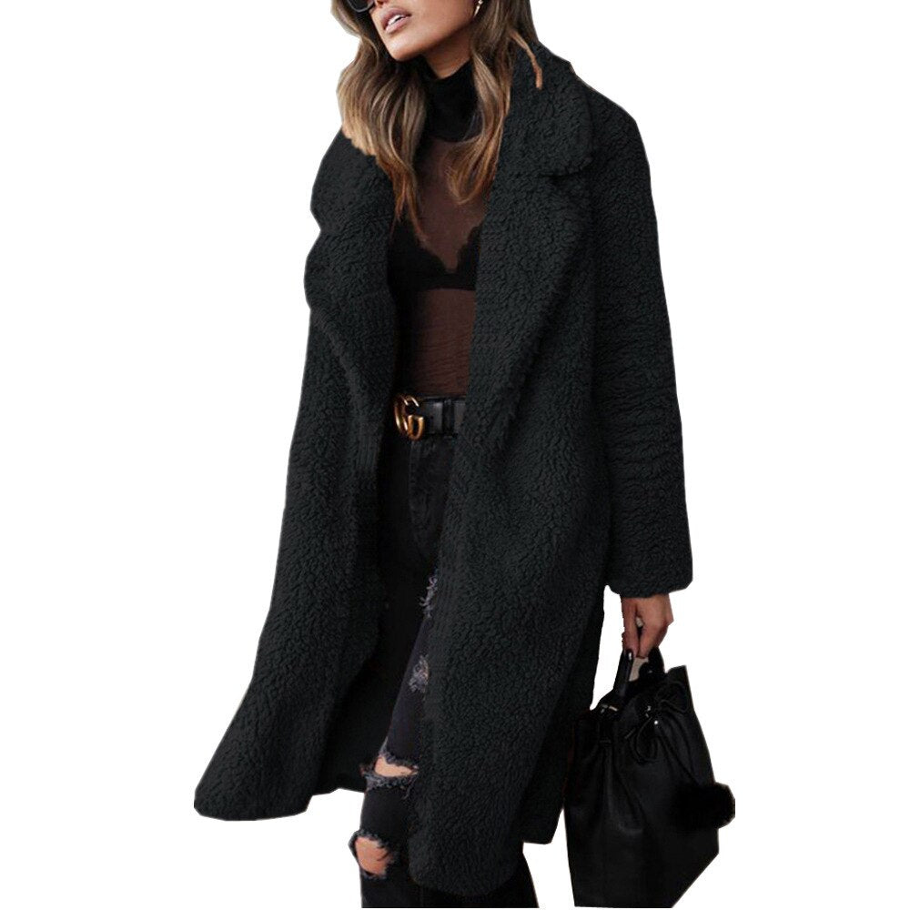 Dressbetty - Multi-color Faux Fur Long Coat