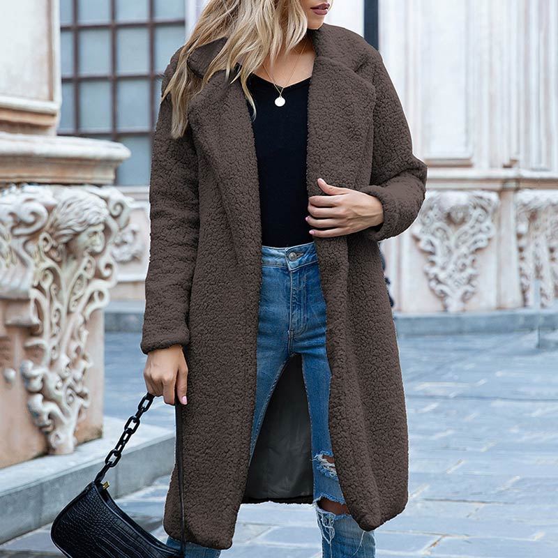 Dressbetty - Multi-color Faux Fur Long Coat