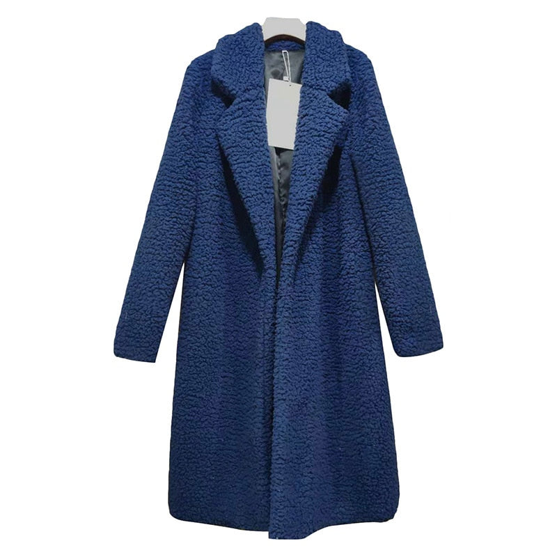 Dressbetty - Multi-color Faux Fur Long Coat