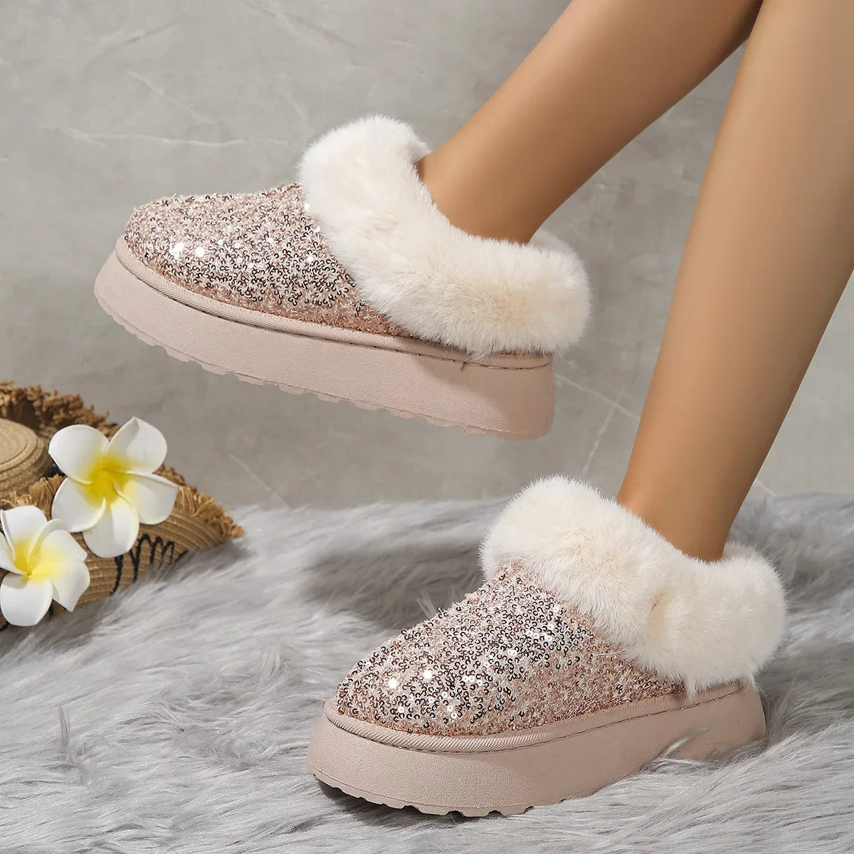 Winter Short Plush Warm New Suede Fur Snow Boot