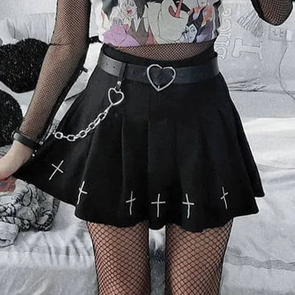 Dressbetty - Gothic Punk Cross Pattern Pleated Skirt