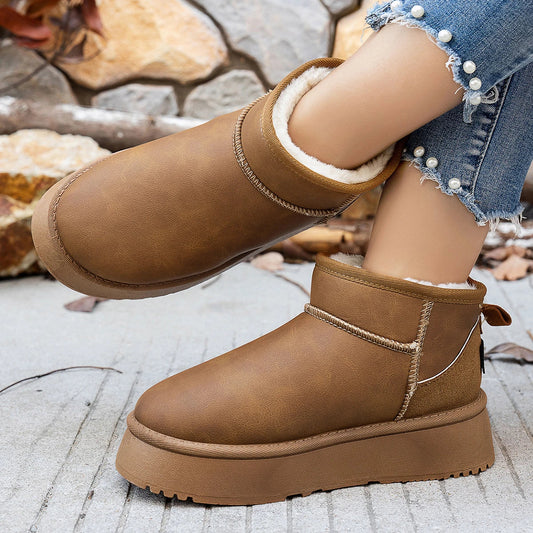 Boots Winter Short Plush Warm Snow Boots Flat Shoes New Comfortable Chelsea Ankle Boots Botas De Mujer