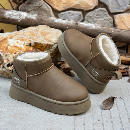 Boots Winter Short Plush Warm Snow Boots Flat Shoes New Comfortable Chelsea Ankle Boots Botas De Mujer