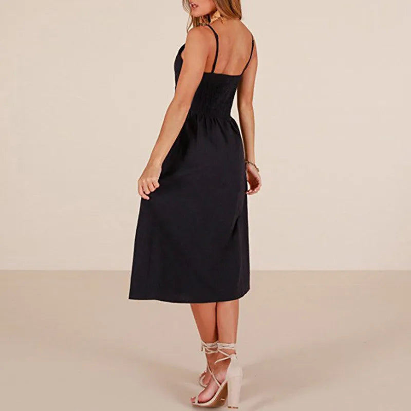 Leisure Fashionable High Backless Midi Dresses