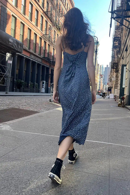 Print Summer Slim A-line Long Female Slim Midi Dresses