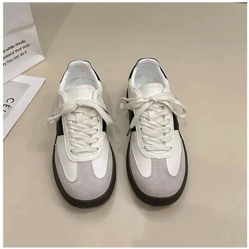 Leather Outdoor Platform Vulcanized White Flats Tennis Skateboard