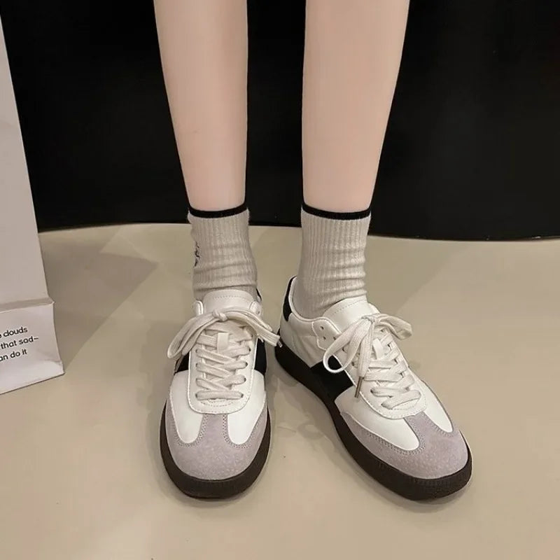 Leather Outdoor Platform Vulcanized White Flats Tennis Skateboard