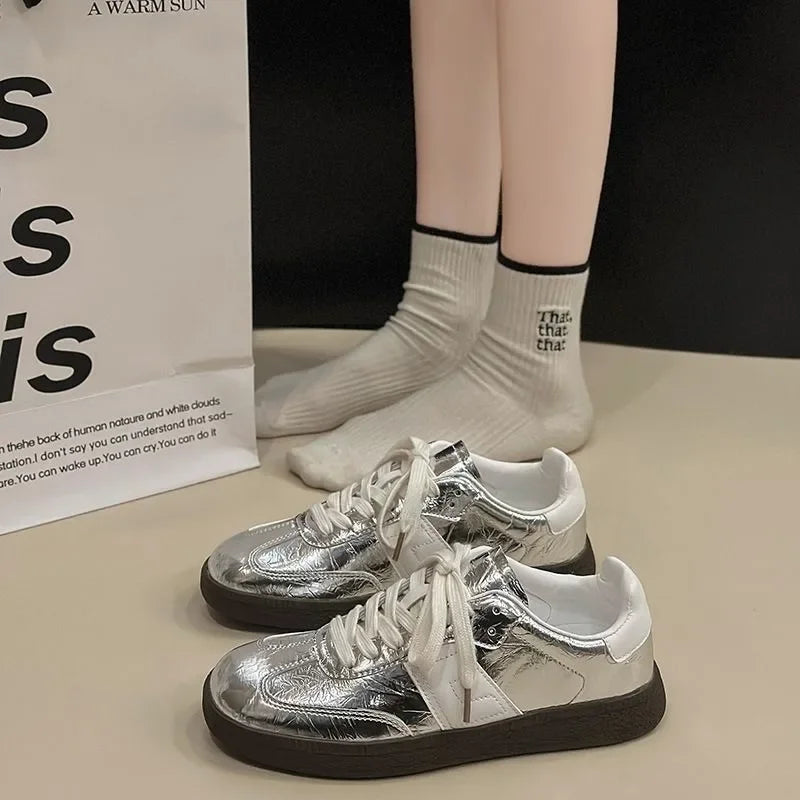 Leather Outdoor Platform Vulcanized White Flats Tennis Skateboard
