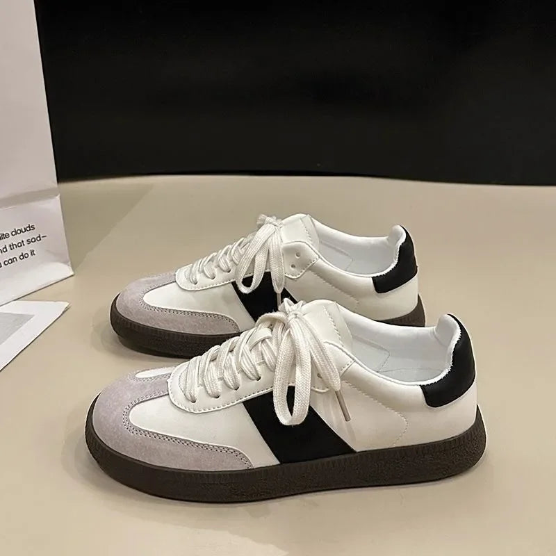 Leather Outdoor Platform Vulcanized White Flats Tennis Skateboard