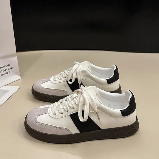 Leather Outdoor Walking Sneakers Sports Platform Vulcanized Shoes Woman White Flats Tennis Trainers