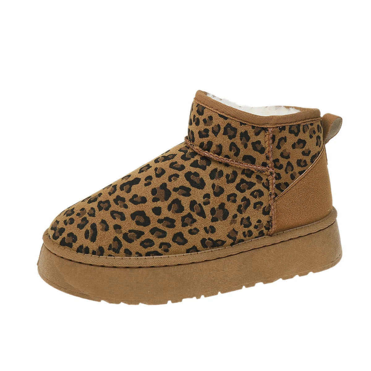 Leopard Print Non-slip Wear-resistant Plush Short Snow Boot