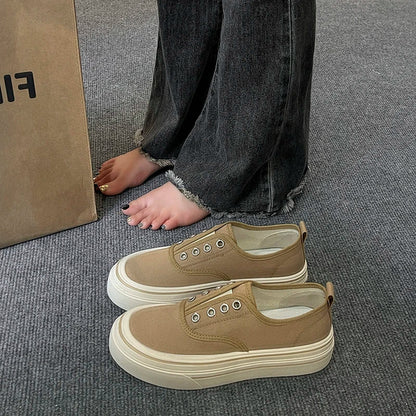 Outdoor Walking Canvas Jogging Slip-on Vulcanized Flat Skateboard