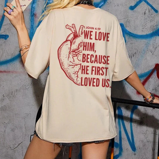 Oversized Bible Verse Back Print T-shirt