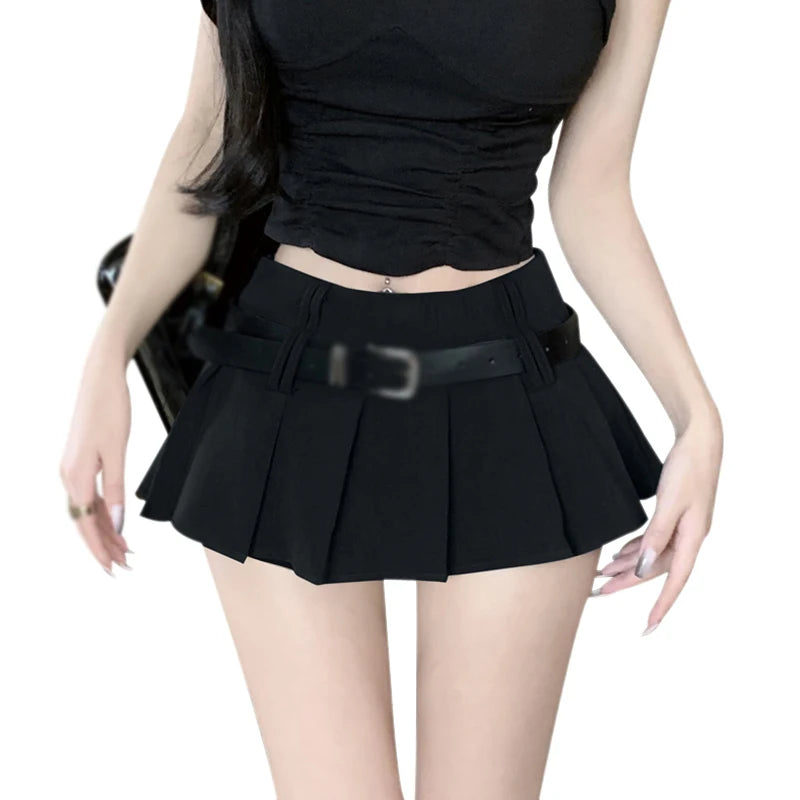 Pleated Belted Party Waist Skirt