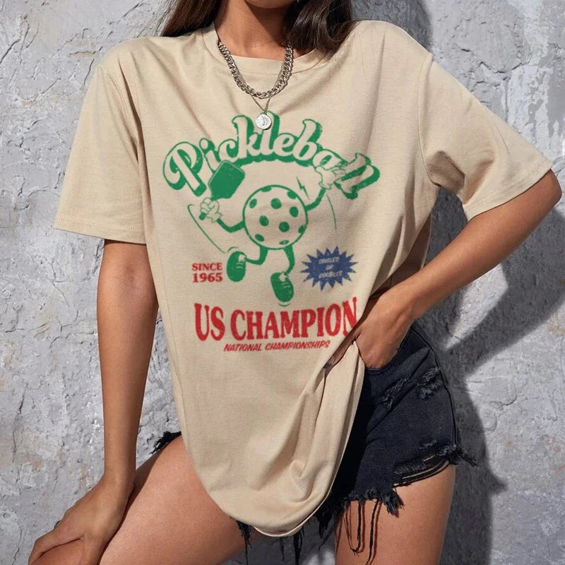 Retro Cartoon Pickleball T-shirt