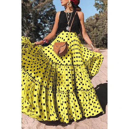 Dressbetty - Fairy Maxi Ruffle Polka Dot Skirt