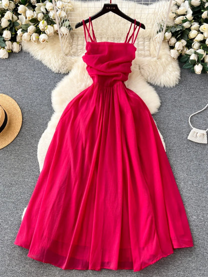 Beach Dress Summer Pleated Strapless Long Dresses Slim A-line Backless Long Robe Vestidos