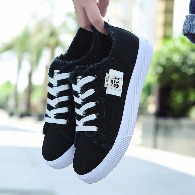 Spring Autumn Outdoor Walking Canvas Shoes Fall New Small White Jogging Sneakers Student Sports Flat Trainers