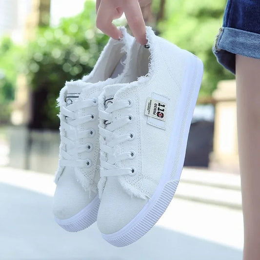 Spring Autumn Outdoor Walking Canvas Shoes Fall New Small White Jogging Sneakers Student Sports Flat Trainers