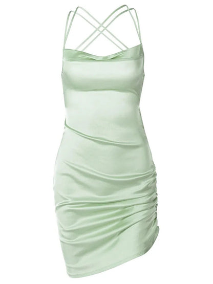 Strap Mini Lace Up Cross Backless Bodycon Club Midi Dresses