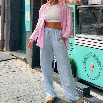 Striped Pajama Elastic Waist Pant