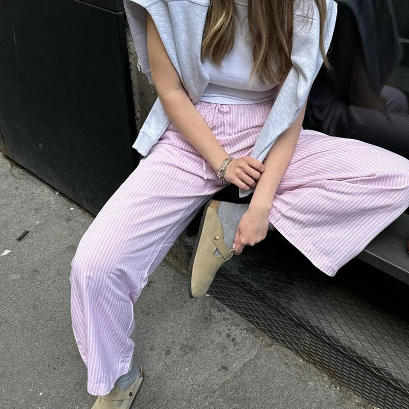 Striped Pajama Elastic Waist Pant