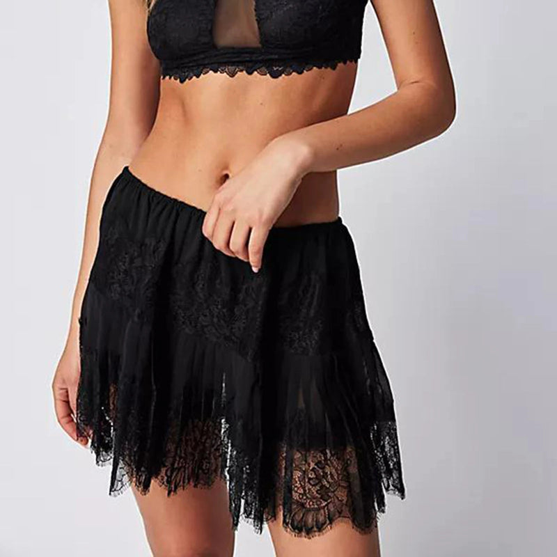 Lace Tiered Slip Skirt