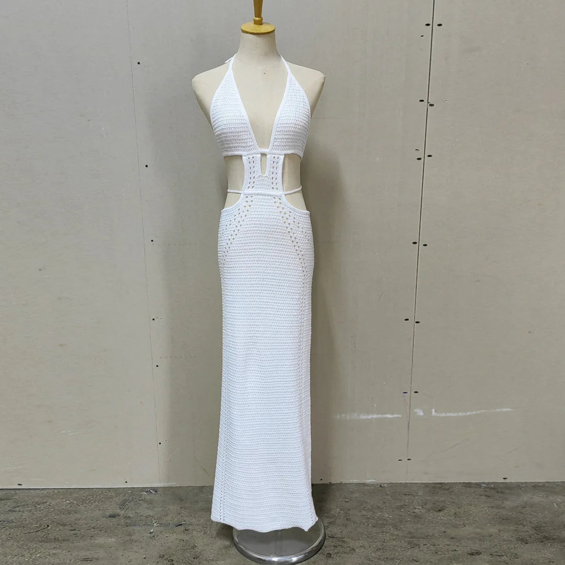 Hip Wrap Pure Hollow Slim Midi Dresses