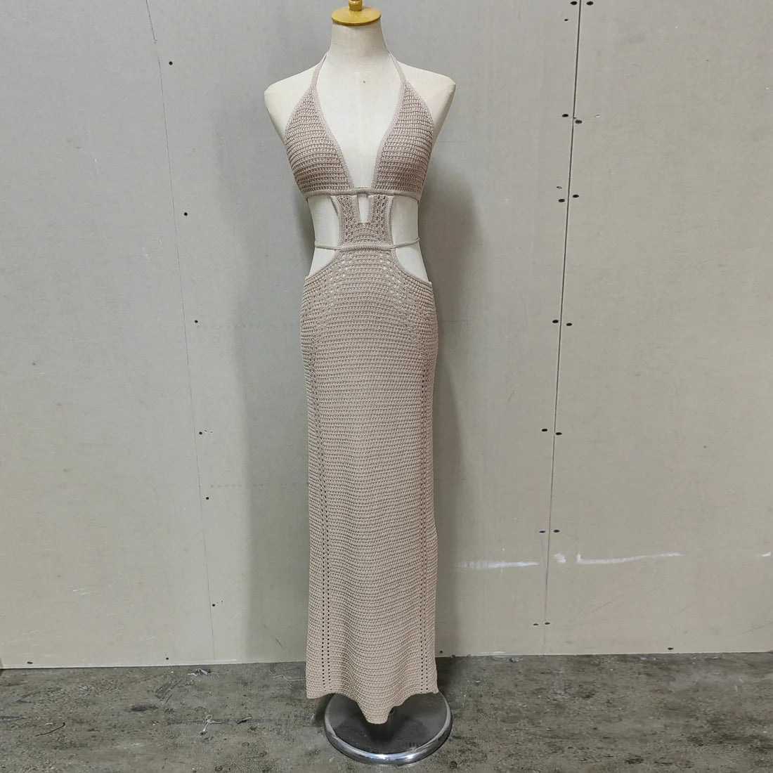 Hip Wrap Pure Hollow Slim Midi Dresses