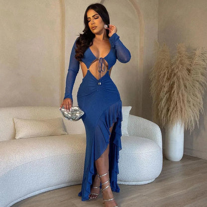 Hollow Backless High Wedding Clothing Y2k Midi Dresses